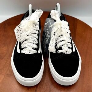 Vans Old Skool Pop Lace Black Suede Skate Shoe Sneakers Womens 8.5 Coquette